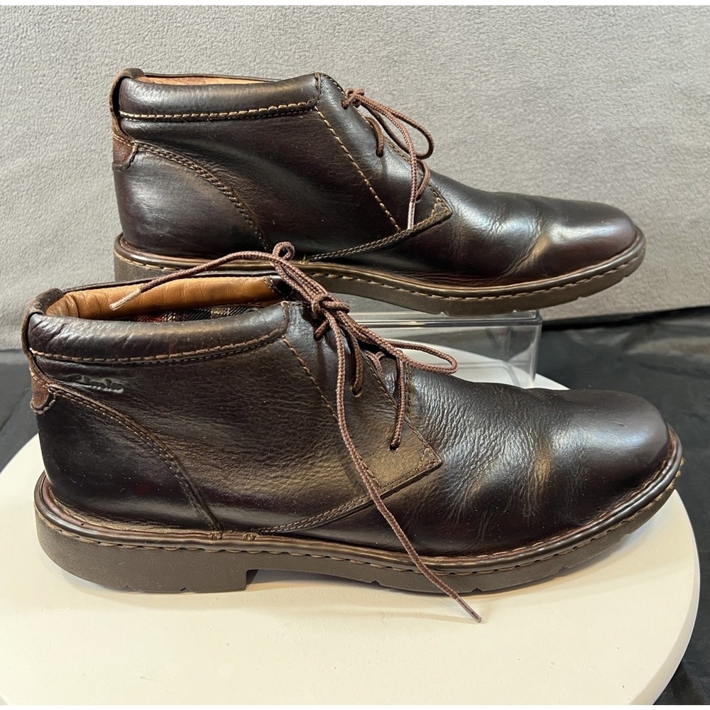 Clarks Stratton Limit Chukka Ankle Boots Lace Up Brown Leather Men Size 11.5